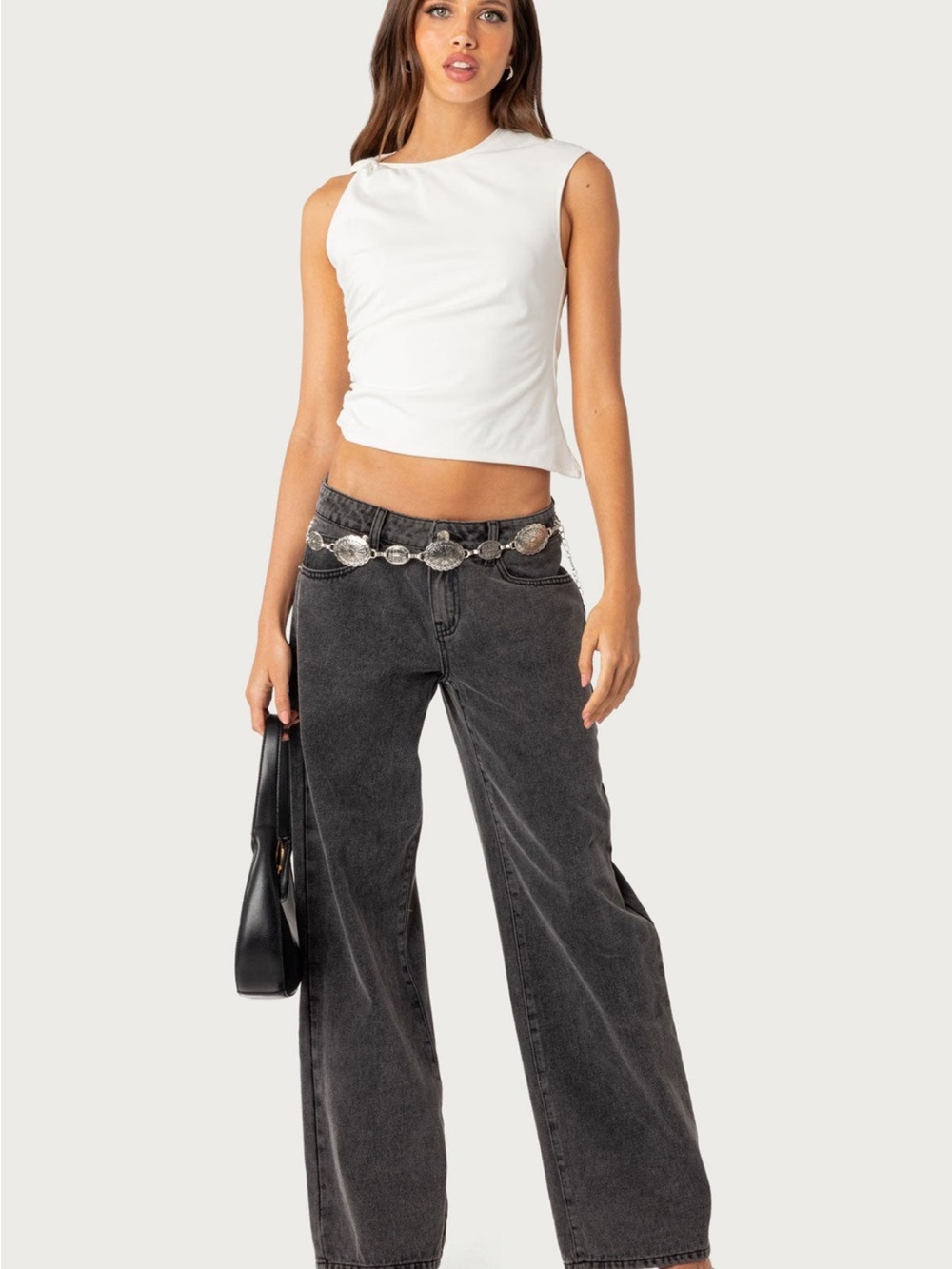 Edikted Classic High-Waist Wide Leg Jeans - Black